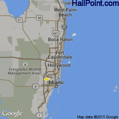 Hail Map for Fort Lauderdale, FL Region on April 20, 2015 