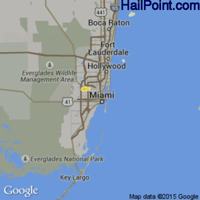 Hail Map for Miami, FL Region on April 20, 2015 