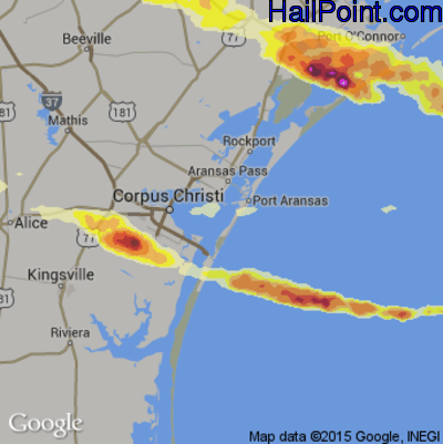 Hail Map for Corpus Christi, TX Region on April 22, 2015 
