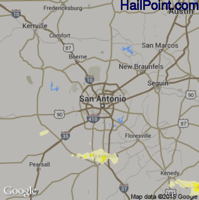 Hail Map for San Antonio, TX Region on April 22, 2015 