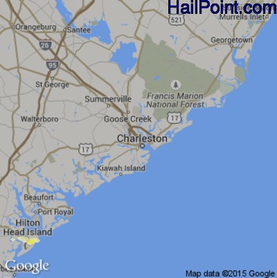 Hail Map for Charleston, SC Region on April 26, 2015 