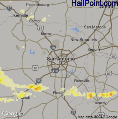 Hail Map for San Antonio, TX Region on April 27, 2015 