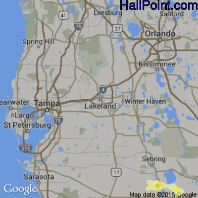Hail Map for Lakeland, FL Region on April 27, 2015 