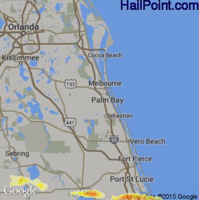 Hail Map for Palm Bay, FL Region on April 27, 2015 