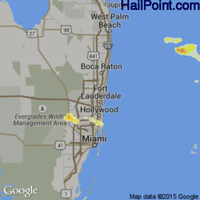 Hail Map for Fort Lauderdale, FL Region on April 27, 2015 