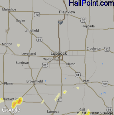 Hail Map for Lubbock, TX Region on May 4, 2015 