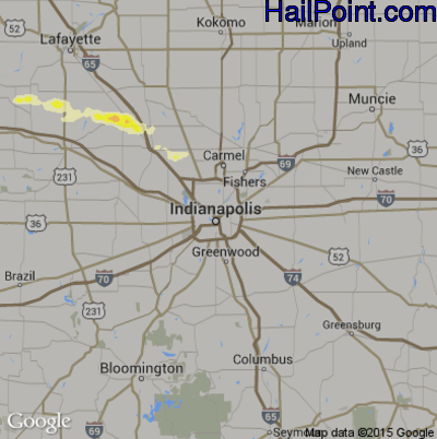 Hail Map for Indianapolis, IN Region on May 4, 2015 