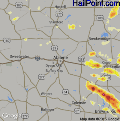 Hail Map for Abilene, TX Region on May 7, 2015 