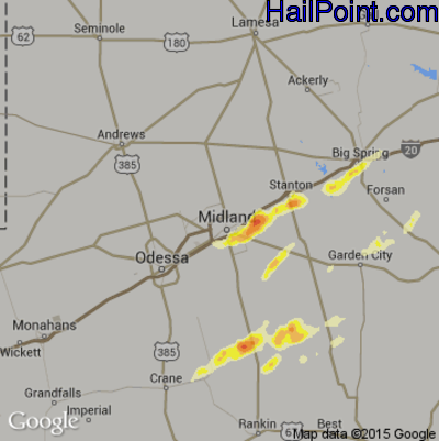 Hail Map for Midland, TX Region on May 8, 2015 