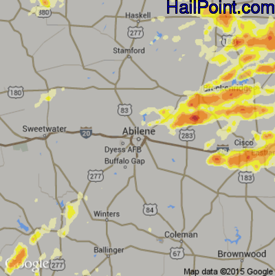 Hail Map for Abilene, TX Region on May 8, 2015 