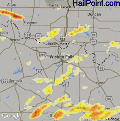 Hail Map for Wichita Falls, TX Region on May 19, 2015 