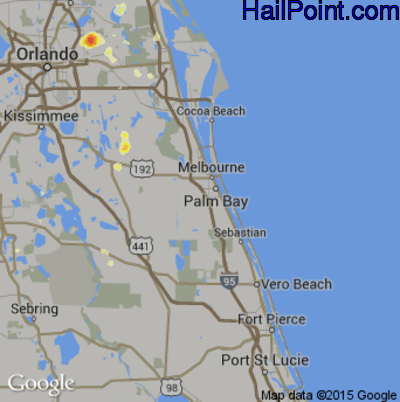Hail Map for Palm Bay, FL Region on May 20, 2015 
