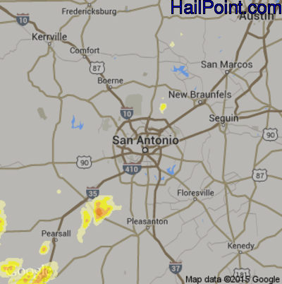 Hail Map for San Antonio, TX Region on May 23, 2015 