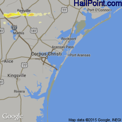 Hail Map for Corpus Christi, TX Region on May 26, 2015 