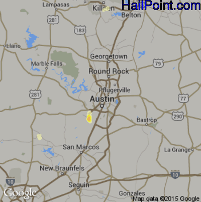 Hail Map for Austin, TX Region on May 27, 2015 