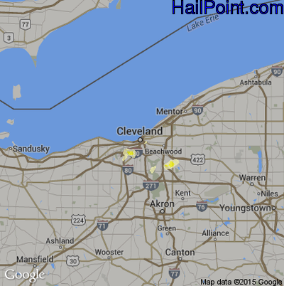 Hail Map for Cleveland, OH Region on May 30, 2015 