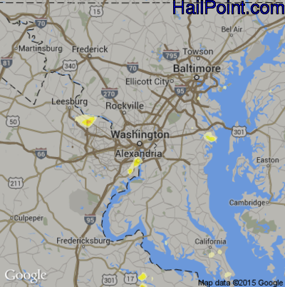 Hail Map for Washington, DC Region on June 1, 2015 