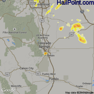 Hail Map for Colorado Springs, CO Region on June 4, 2015 