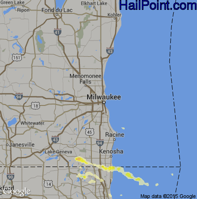 Hail Map for Milwaukee, WI Region on June 8, 2015 