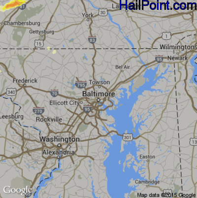 Hail Map for Baltimore, MD Region on June 8, 2015 