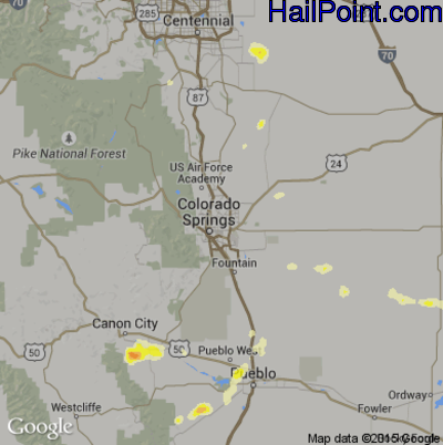 Hail Map for Colorado Springs, CO Region on June 11, 2015 