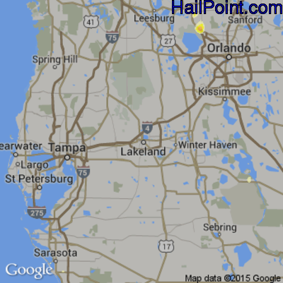 Hail Map for Lakeland, FL Region on June 12, 2015 
