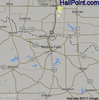 Hail Map for Wichita Falls, TX Region on June 13, 2015 