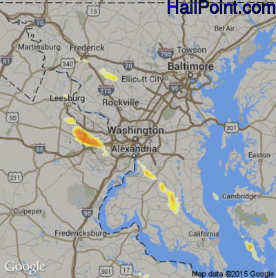 Hail Map for Washington, DC Region on June 18, 2015 
