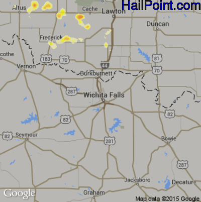 Hail Map for Wichita Falls, TX Region on June 19, 2015 
