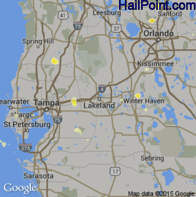 Hail Map for Lakeland, FL Region on June 23, 2015 