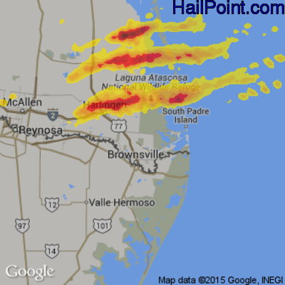 Hail Map for Brownsville, TX Region on April 3, 2017 