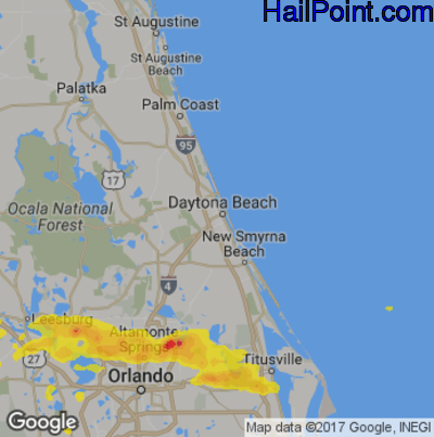 Hail Map for Daytona Beach, FL Region on April 4, 2017 