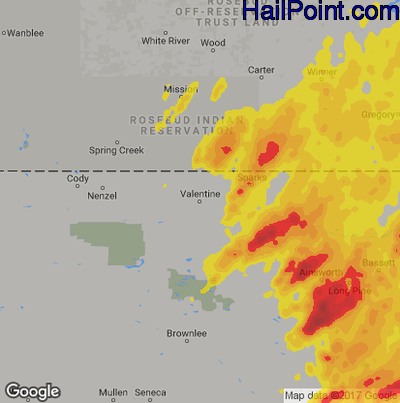 Hail Map For Valentine Ne Region On June 1 2018