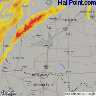 Hail Map for Lawton, OK Region on May 7, 2019 