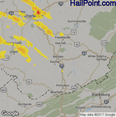 Hail Map for Beckley, WV Region on May 17, 2019 