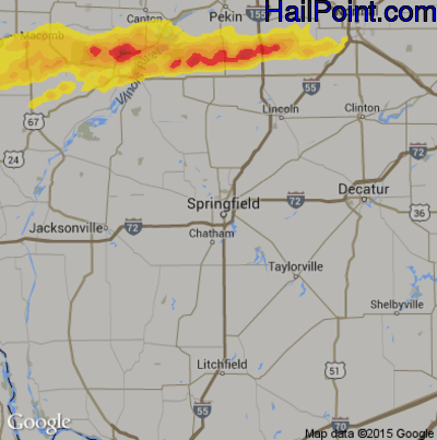 Hail Map for Springfield, IL Region on May 24, 2019 