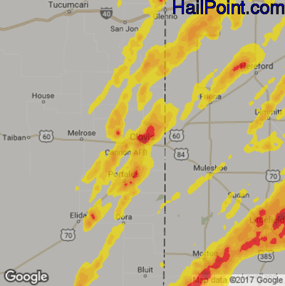 Hail Map for Clovis, NM Region on May 25, 2019 