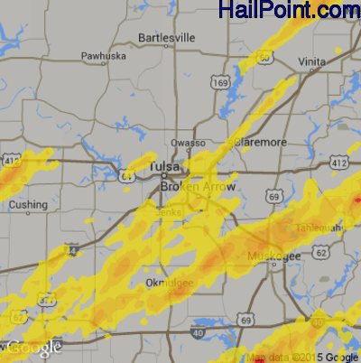 Hail Map for Tulsa, OK Region on May 28, 2019 