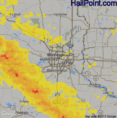 Hail Map for Minneapolis, MN Region on September 3, 2019 