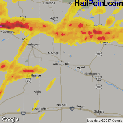 Hail Map for Scottsbluff, NE Region on September 10, 2019 