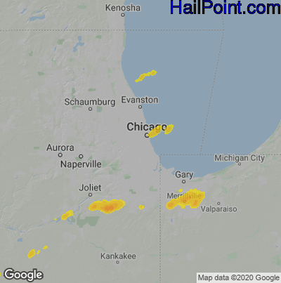 Hail Map for Chicago, IL Region on June 22, 2020 