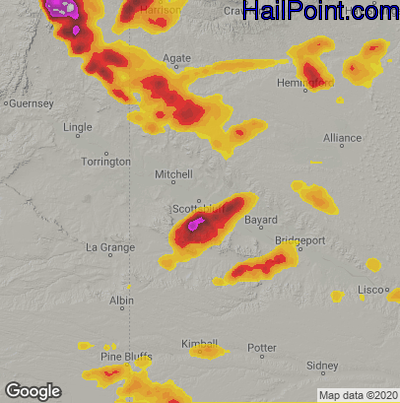 Hail Map for Scottsbluff, NE Region on July 19, 2020 