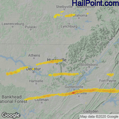 Hail Map for Huntsville, AL Region on April 24, 2021 