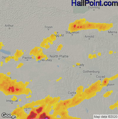 Hail Map for North Platte, NE Region on May 26, 2021 