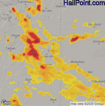 Hail Map for Clovis, NM Region on May 28, 2021 