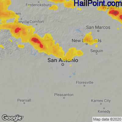 Hail Map for San Antonio, TX Region on May 28, 2021 