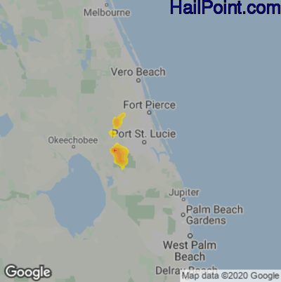 Hail Map for Port St. Lucie, FL Region on May 30, 2021 