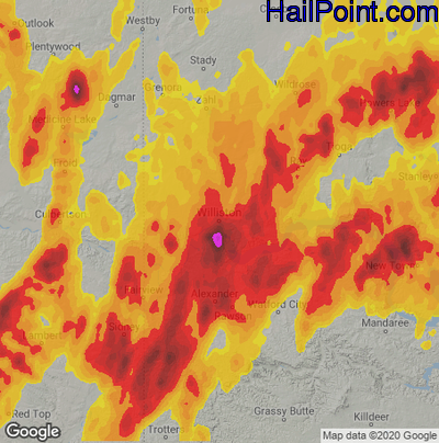 Hail Map for Williston, ND Region on June 10, 2021 