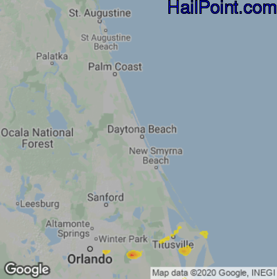 Hail Map For Daytona Beach Fl Region On June 12 21