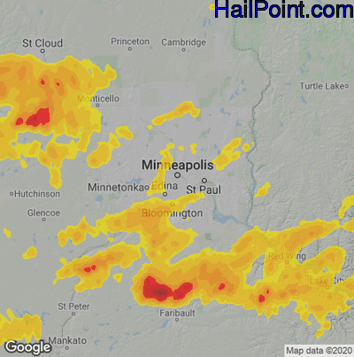 Hail Map for Minneapolis, MN Region on August 24, 2021 